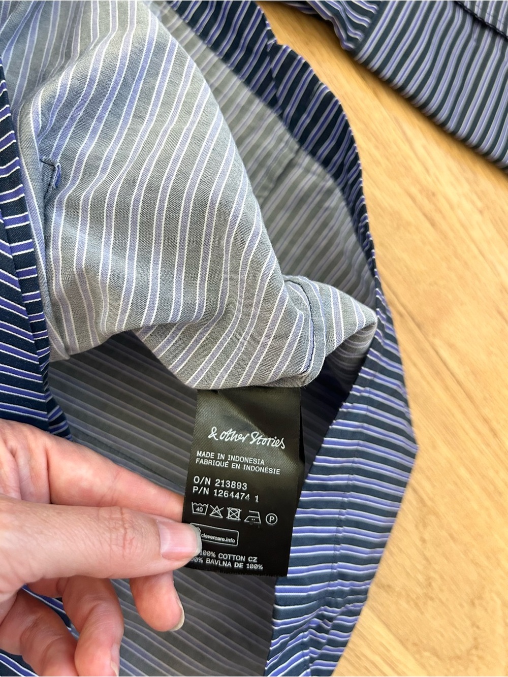 & OTHER STORIES wrap shirt mini dress asymmetric blue stripes cotton size L - Picture 10 of 13